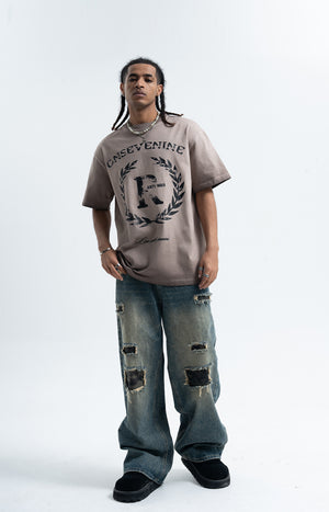 Anti war t-shirt peace slogan top hippie tee in beige