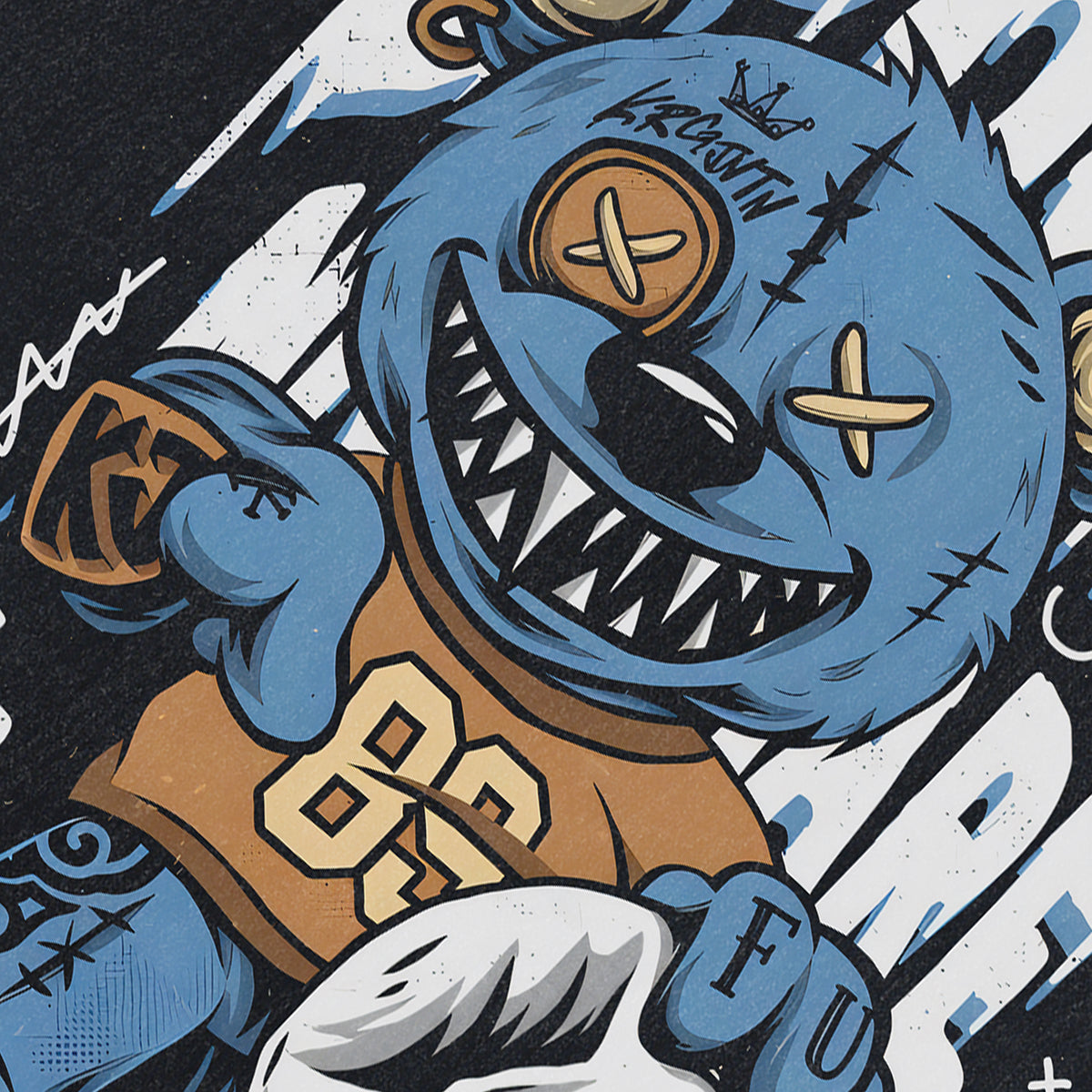 Creepy bear vintage sleeveless t-shirt gothic teddy surfer vest retro cartoon tank top in acid wash black