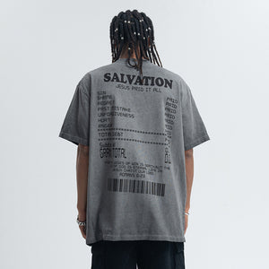 Cross print t-shirt religion top grunge saint tee in grey