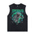 Creepy spaceman sleeveless t-shirt psychedelic cartoon vest 00s astronaut poster tank top in acid wash black