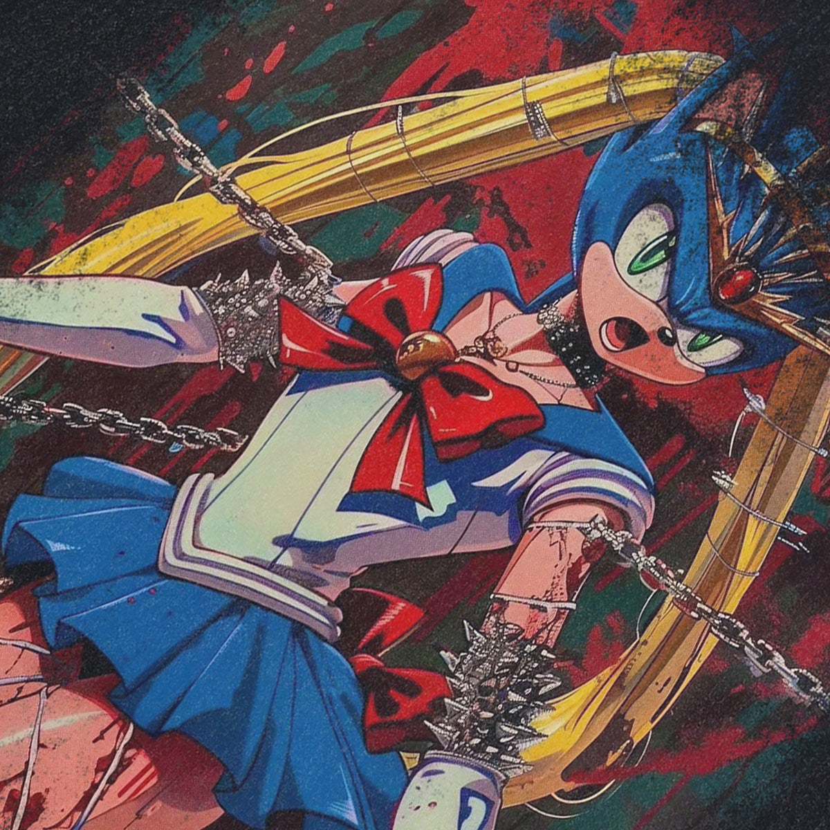 Crazy anime sleeveless t-shirt vintage Japanese vest retro cartoon tank top in acid wash black