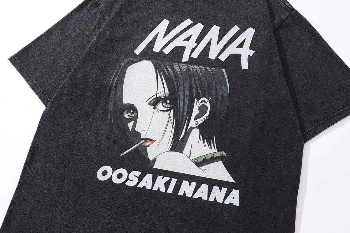 Vintage Nana t-shirt anime tee retro Japanese top in grey