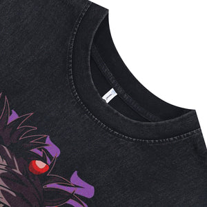 Anime boy sleeveless t-shirt vintage cartoon vest retro Japanese anime tank top in acid wash black