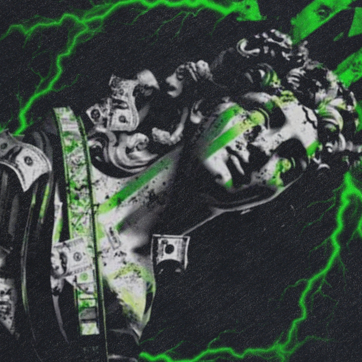 Eternity slogan sleeveless t-shirt gothic print vest statue saint cartoon tank top in acid wash black