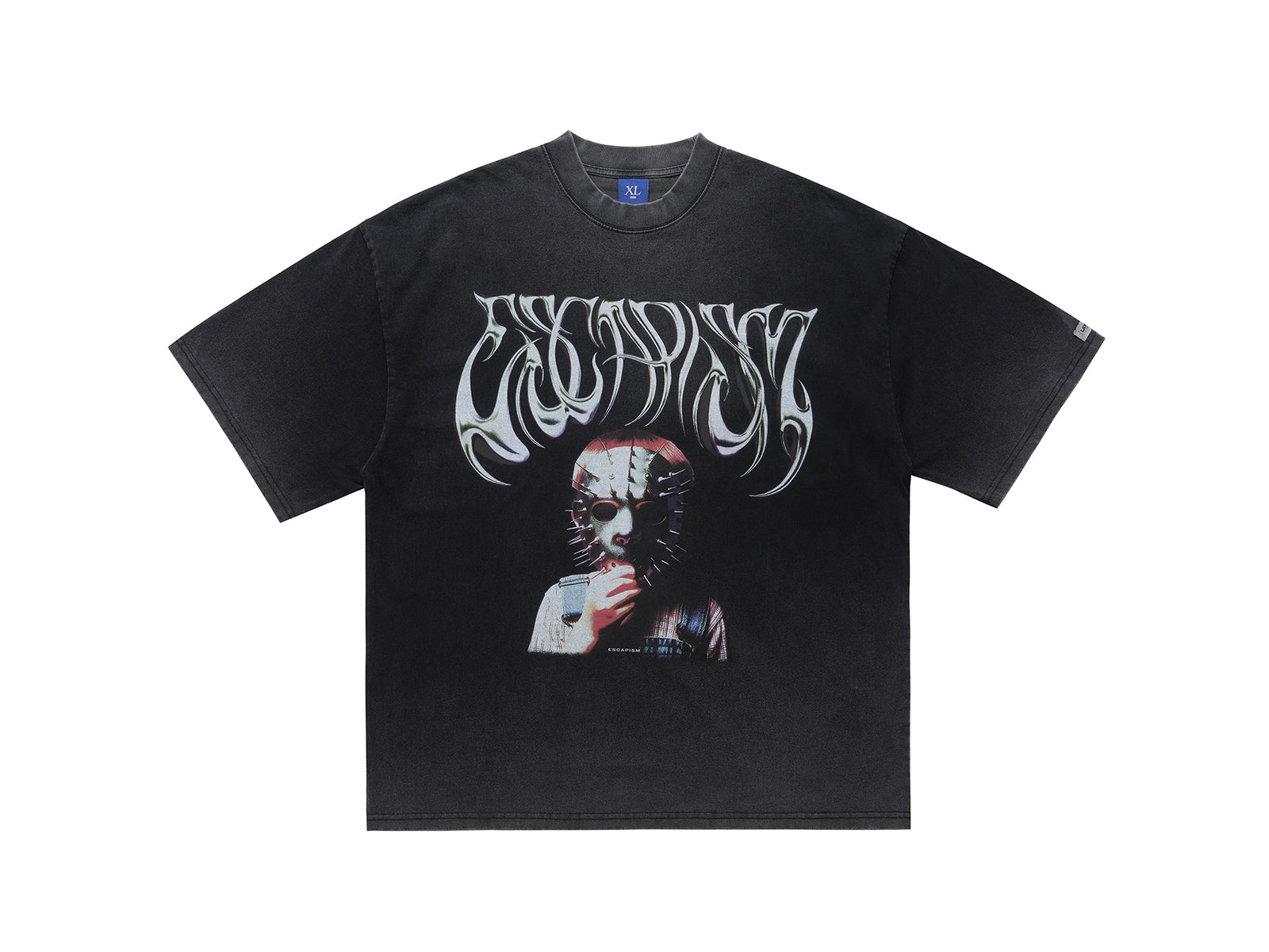 Creepy mask t-shirt scary movie top horror tee retro jumper in black