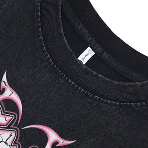 Anime sleeveless t-shirt princess cartoon surfer vest retro grunge Japanese tank top in acid wash black