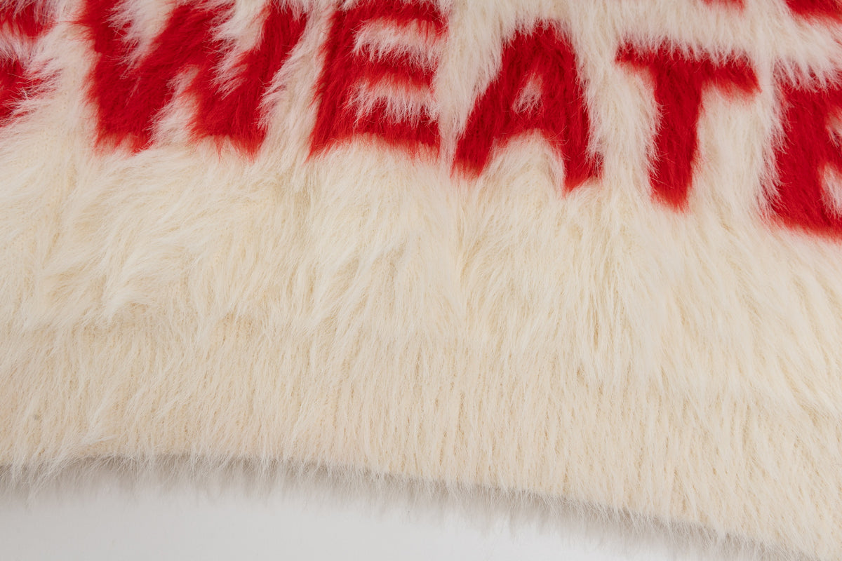 Fuck slogan sweater grunge knitted fluffy 90s inspired jumper blue