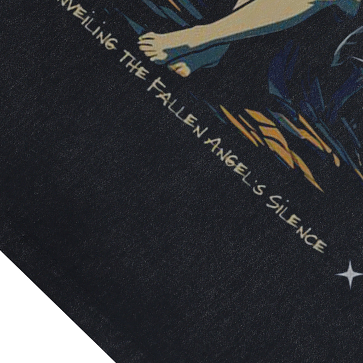 Angel print vintage sleeveless t-shirt solitude slogan surfer vest retro angel tank top in acid wash black