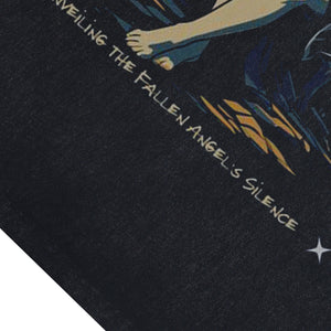 Angel print vintage sleeveless t-shirt solitude slogan surfer vest retro angel tank top in acid wash black