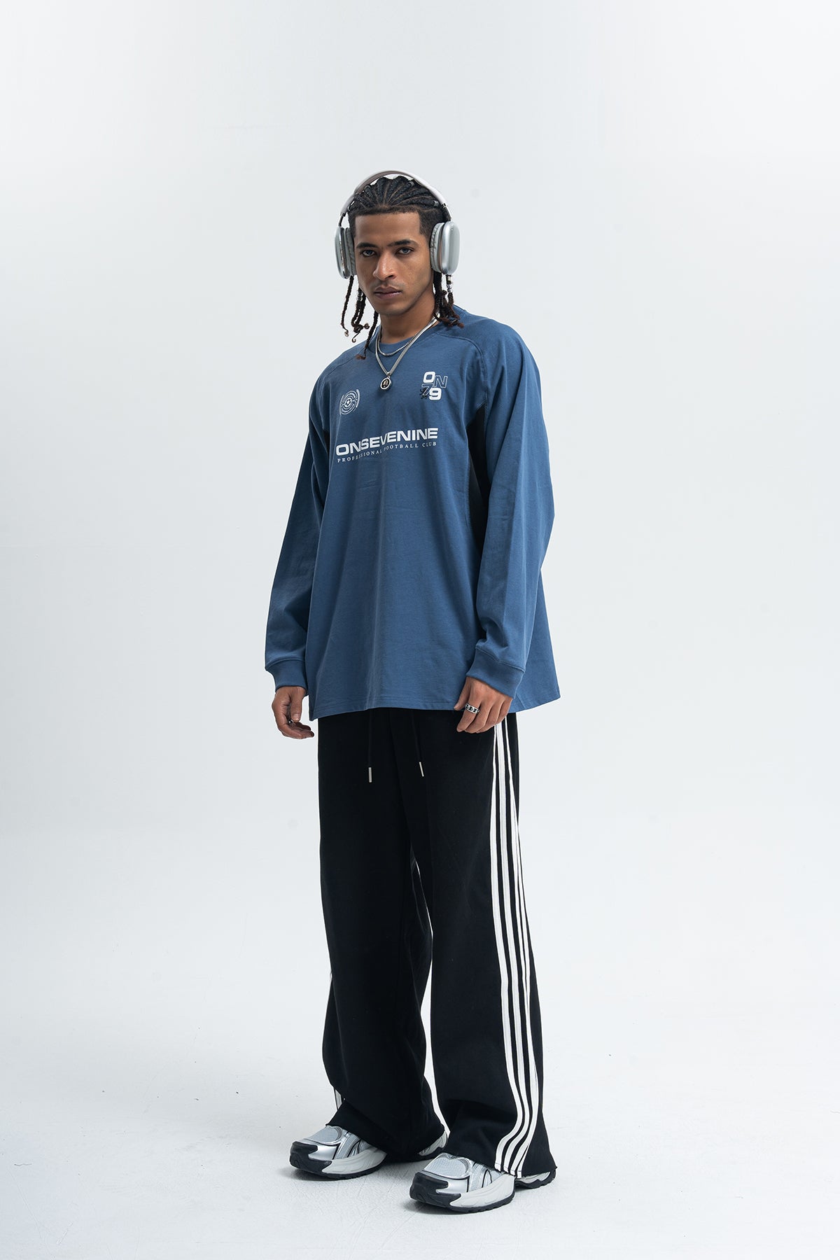 Racing top long sleeve patchwork top motorsports grunge jumper in blue