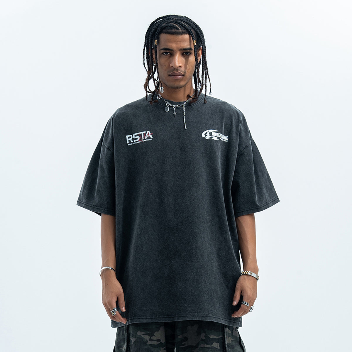 Restart slogan t-shirt grunge top 00s tee in black