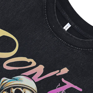 Gangster skeleton sleeveless t-shirt rapper cartoon surfer vest 00s hip-hop tank top in acid wash black