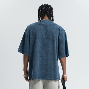 Hangover slogan t-shirt psychedelic girl print top y2k raver tee in Blue