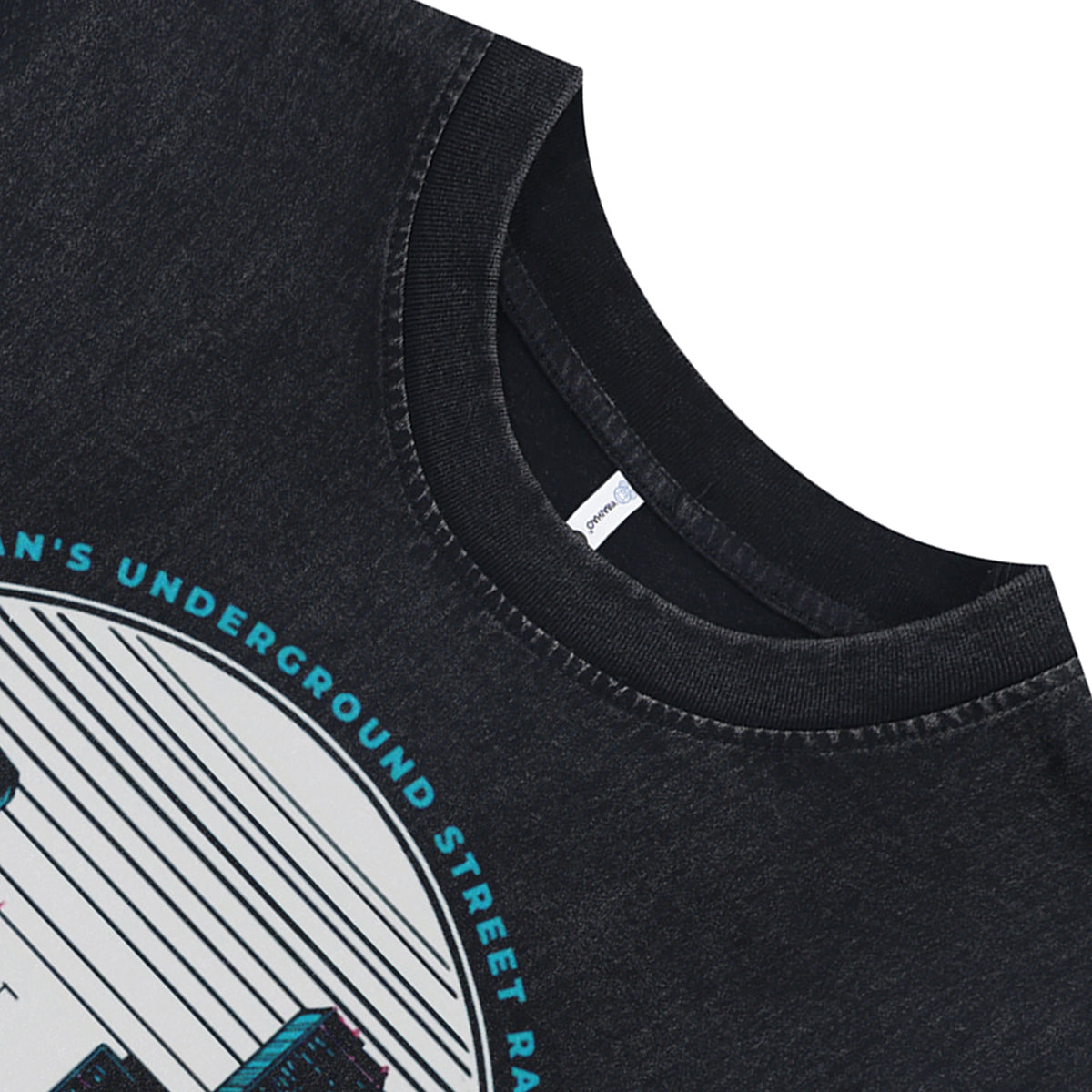 Fastlane slogan sleeveless t-shirt car print surfer vest 80s motorsports tank top in acid wash black