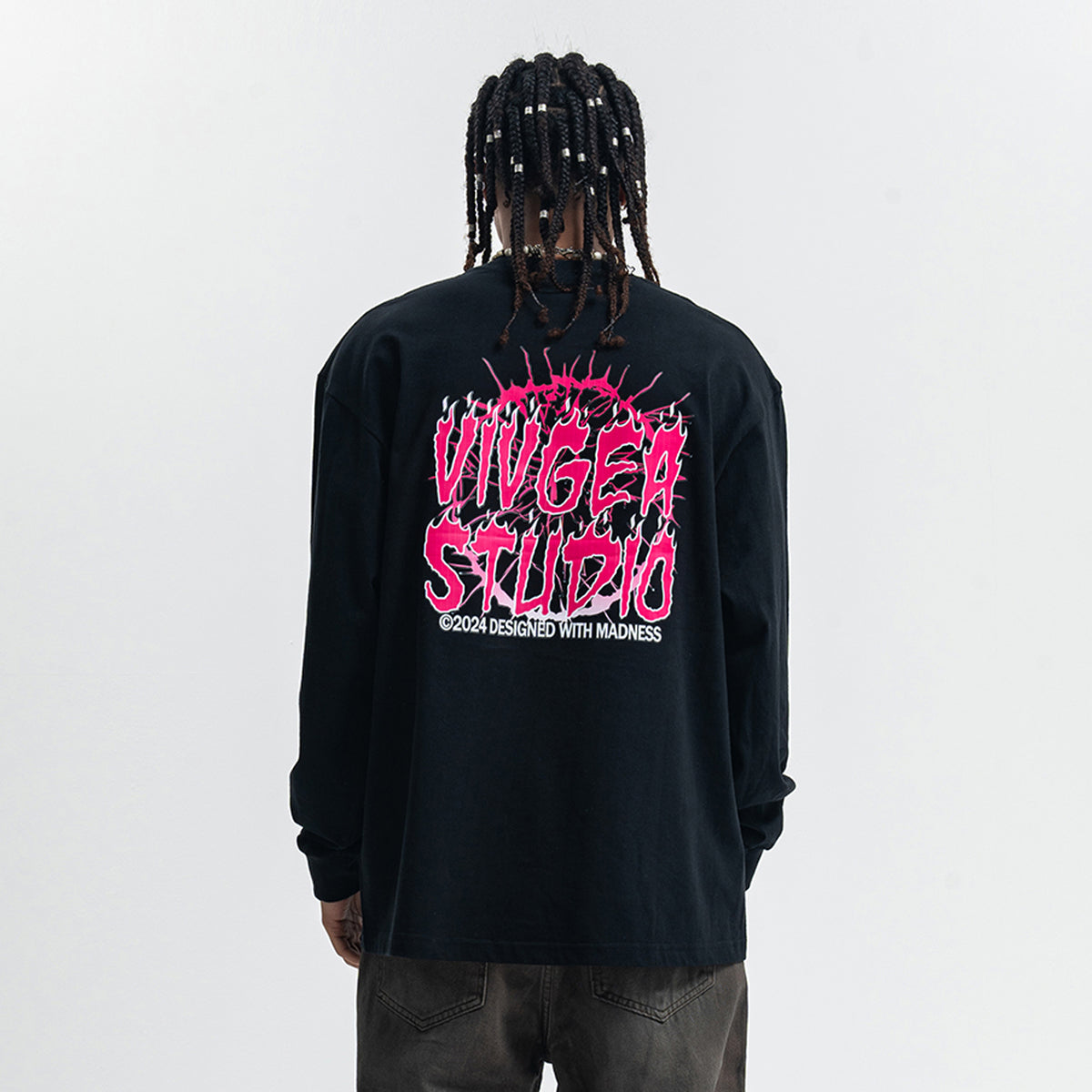 Psychopath slogan jumper long sleeve raver t-shirt grunge hip-hop top in brown