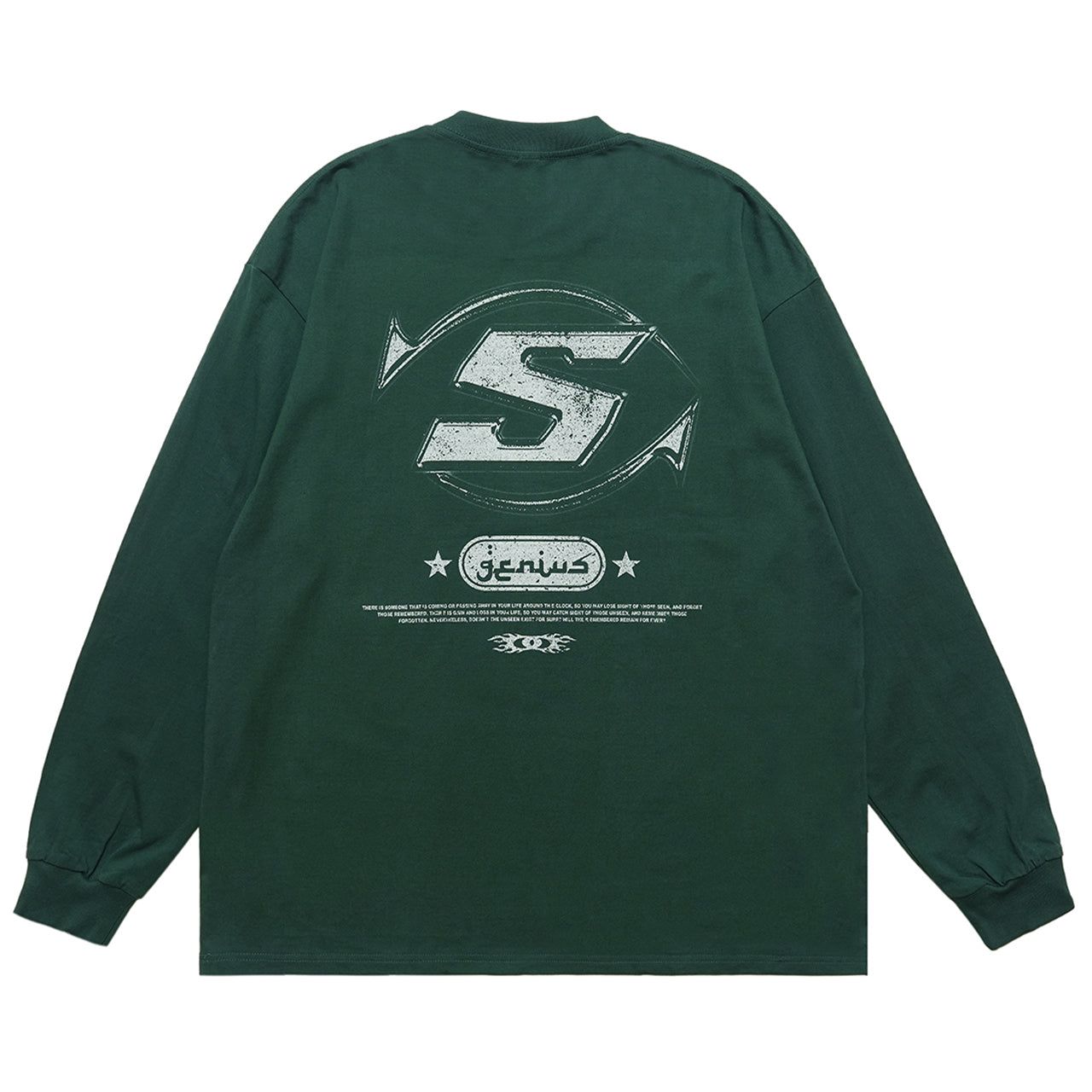 Genius slogan jumper 00s grunge long sleeve top skater t-shirt in green
