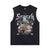King print sleeveless t-shirt medieval cartoon vest 80s poster psychedelic tank top in acid wash black