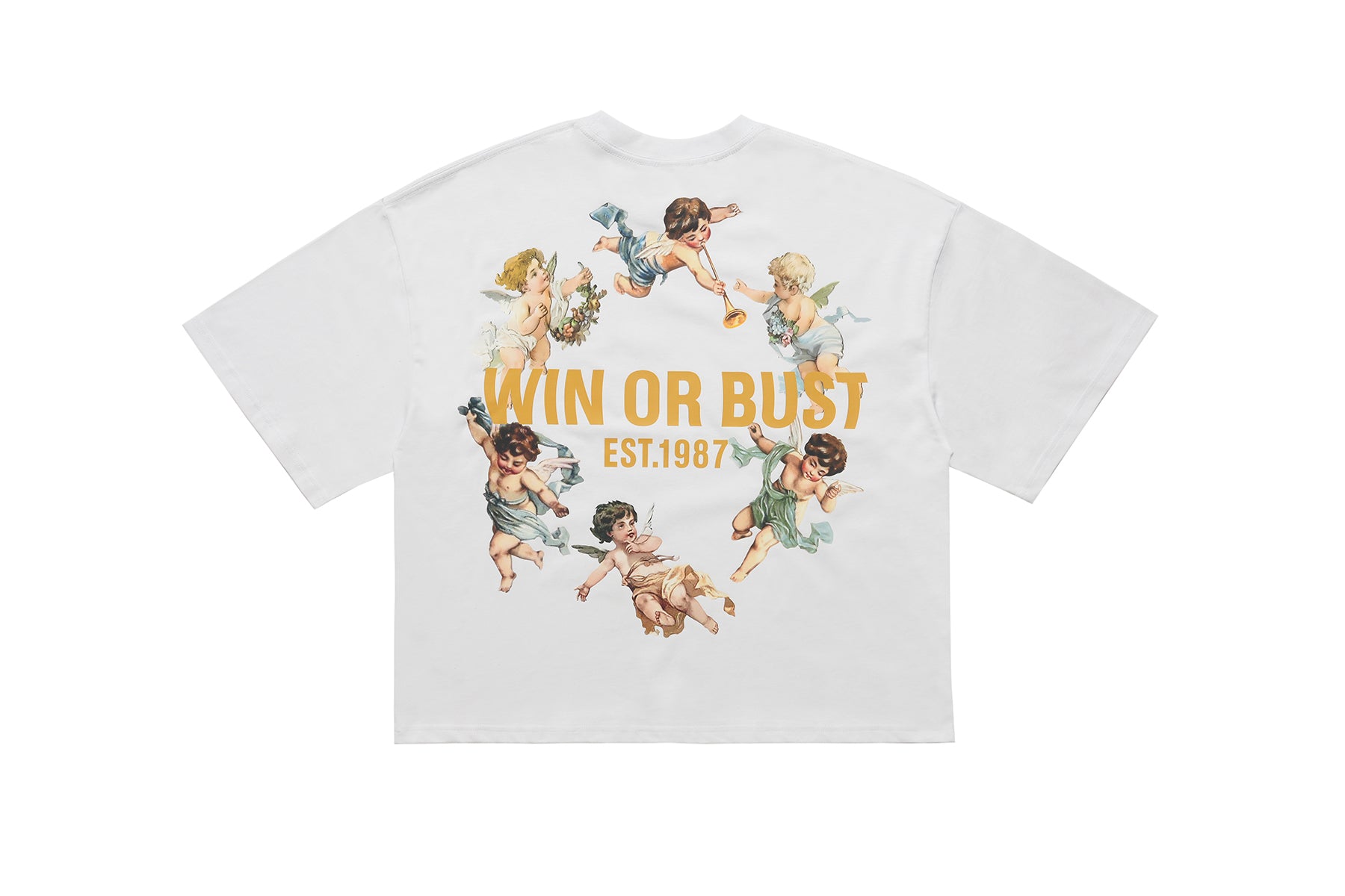 Angels print t-shirt vintage cartoon top retro pattern tee in white