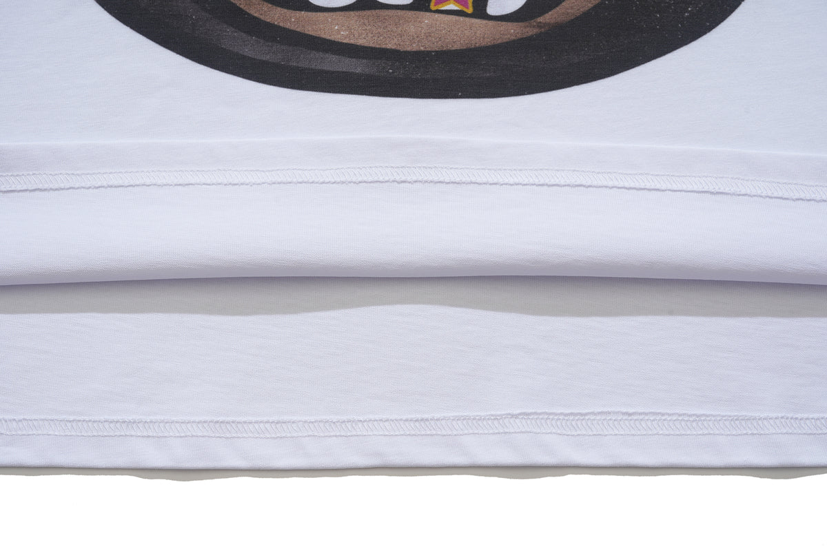 Hip-hop t-shirt rapper cartoon top gangster tee in white