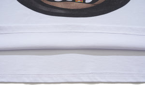 Hip-hop t-shirt rapper cartoon top gangster tee in white