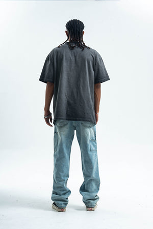 Gothic t-shirt desert monster top creepy print tee in grey