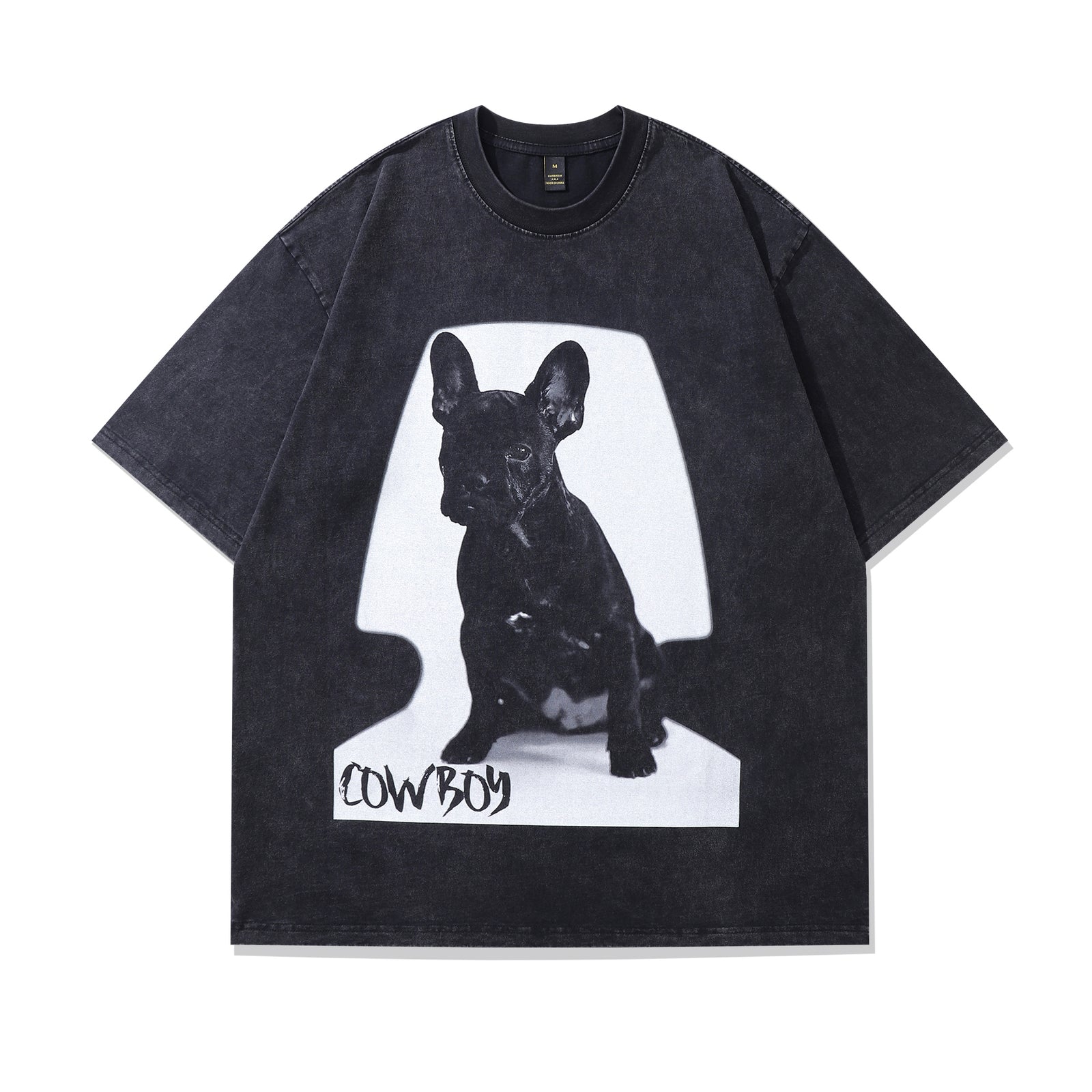 French bulldog t-shirt dog print tee retro poster top in vintage grey