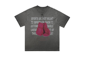 Kid boxer t-shirt retro cartoon top motivational slogan tee in grey