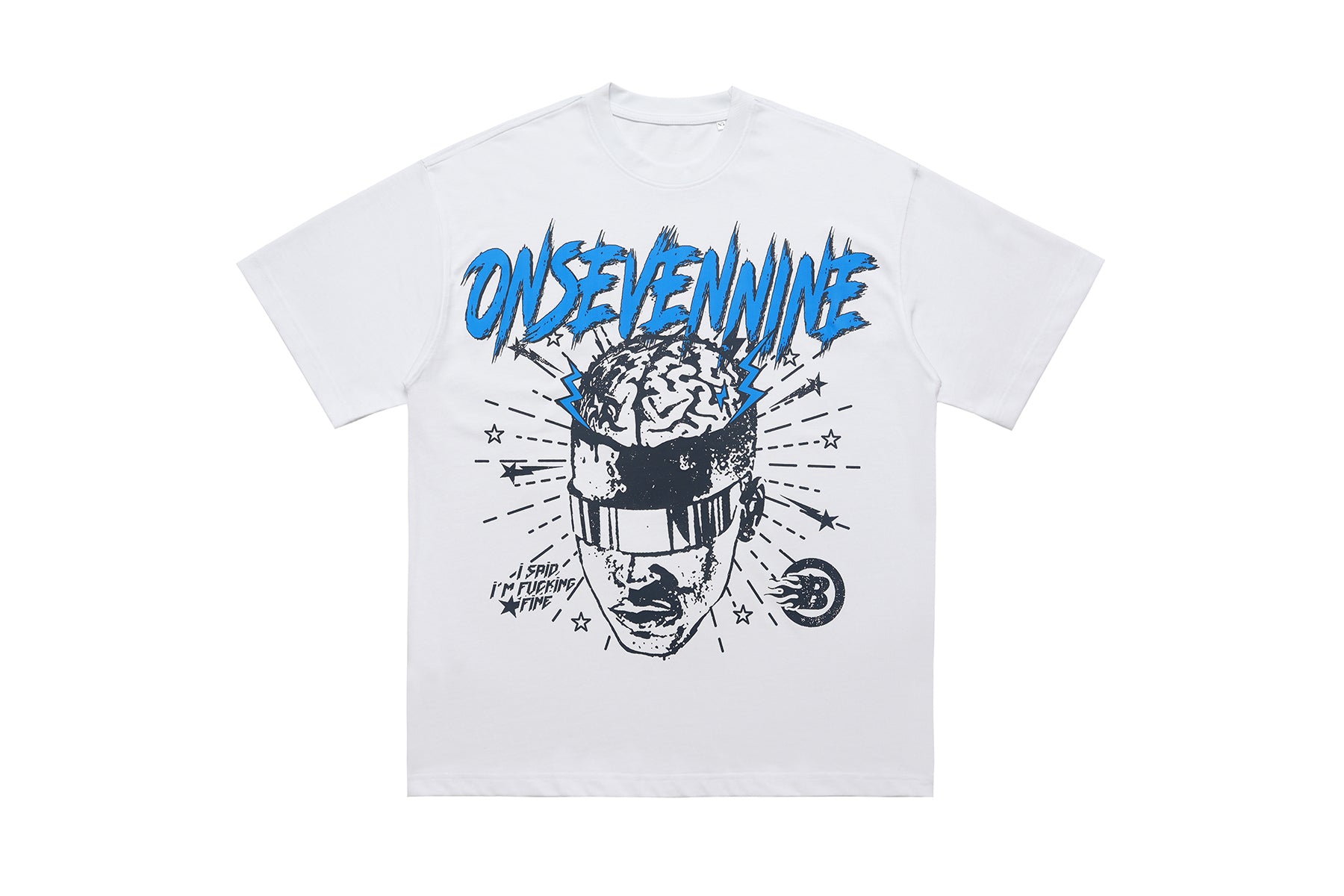 Brain print t-shirt creepy cartoon top monster tee in white