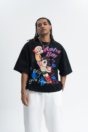 Vintage Astro boy t-shirt retro cartoon top in black