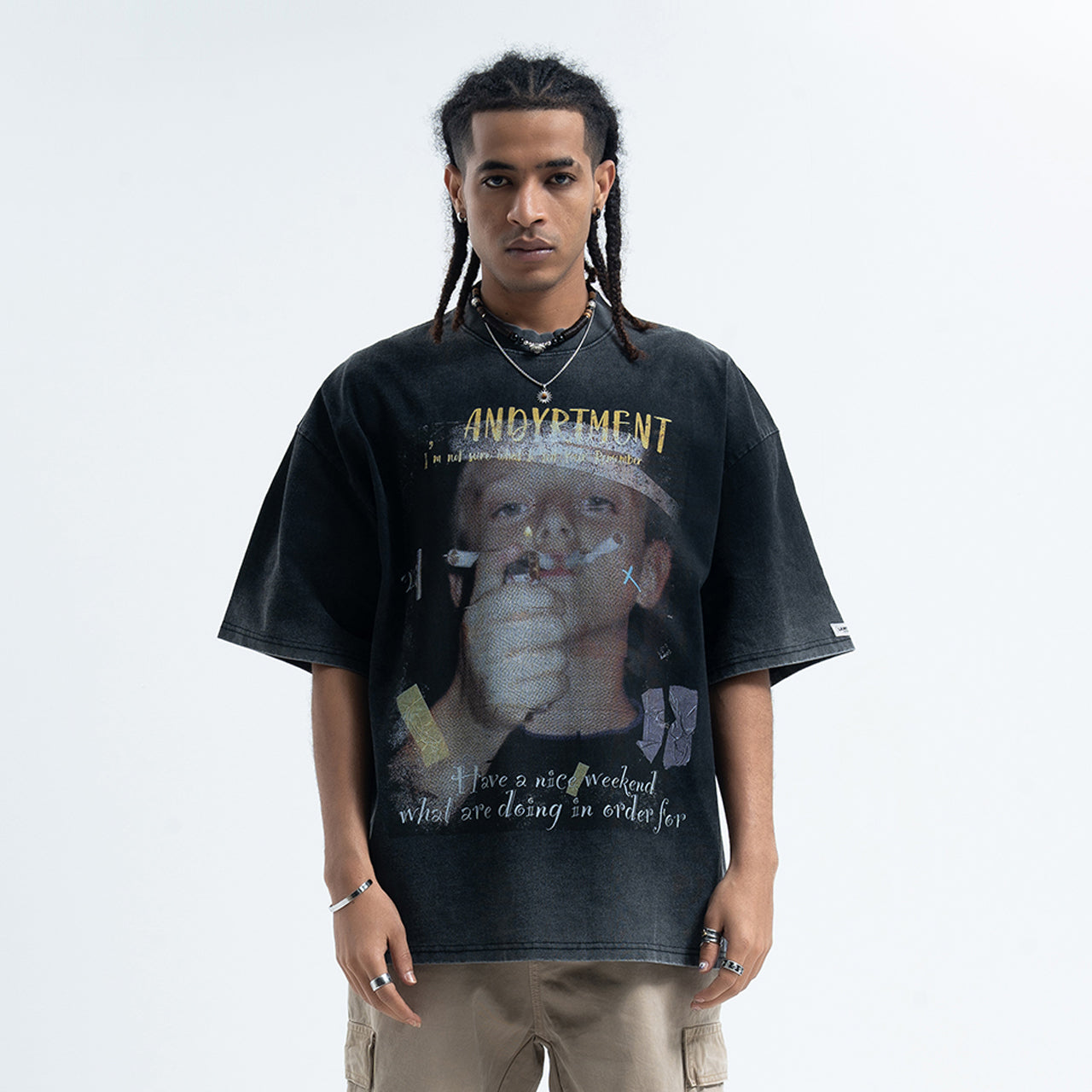 00s t-shirt skater top grunge hip-hop tee in black