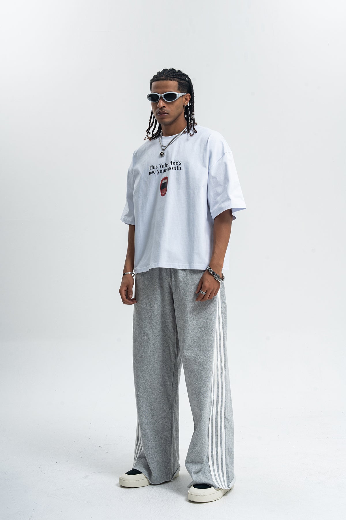 Valentines day t-shirt mouth print top y2k lovers tee in black