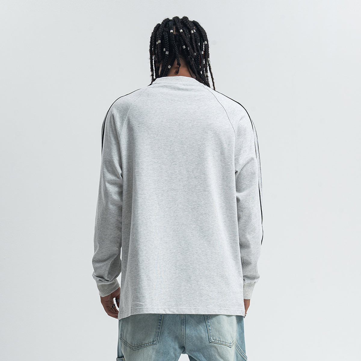 Peace slogan jumper long sleeve anti war top striped grunge t-shirt in black