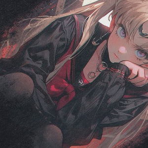 Cute anime girl sleeveless t-shirt vintage Japanese vest retro cartoon tank top in acid wash black