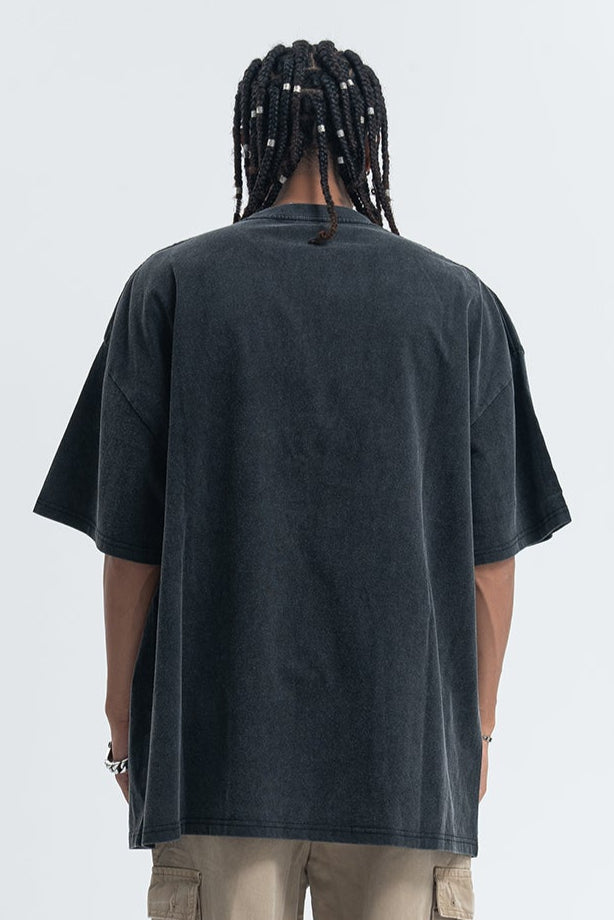 Vintage rapper t-shirt retro hip-hop top gangster tee in black