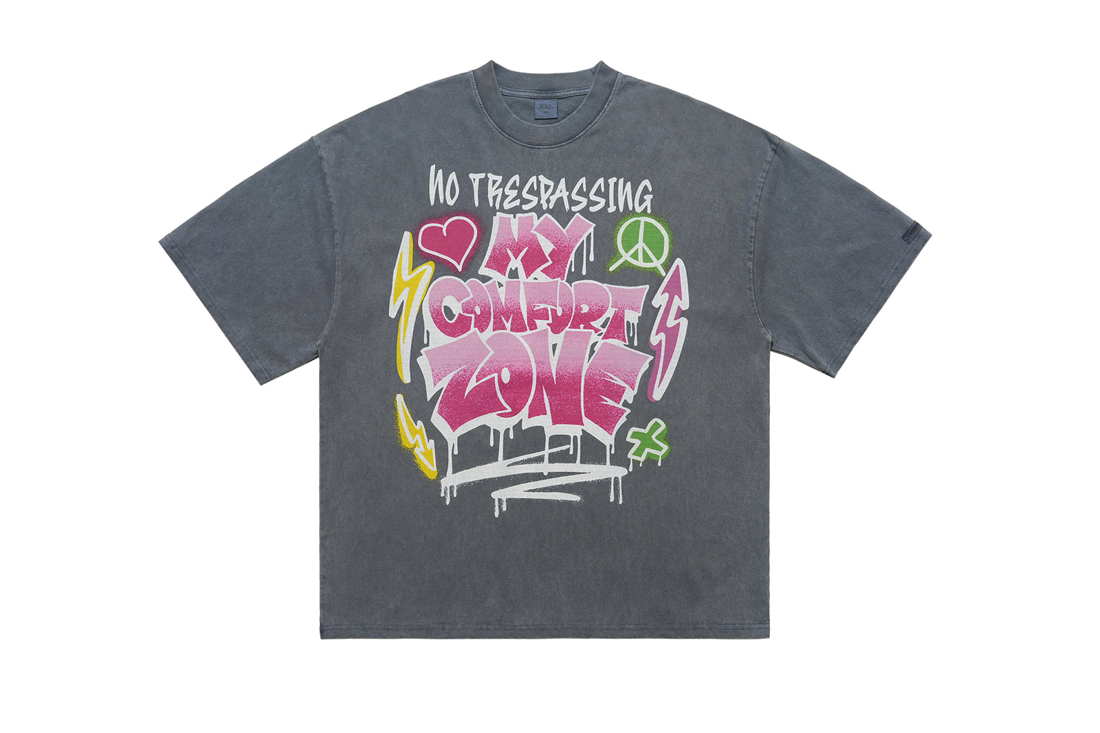 Hippie t-shirt 90s graffiti top motivational slogan tee in  grey