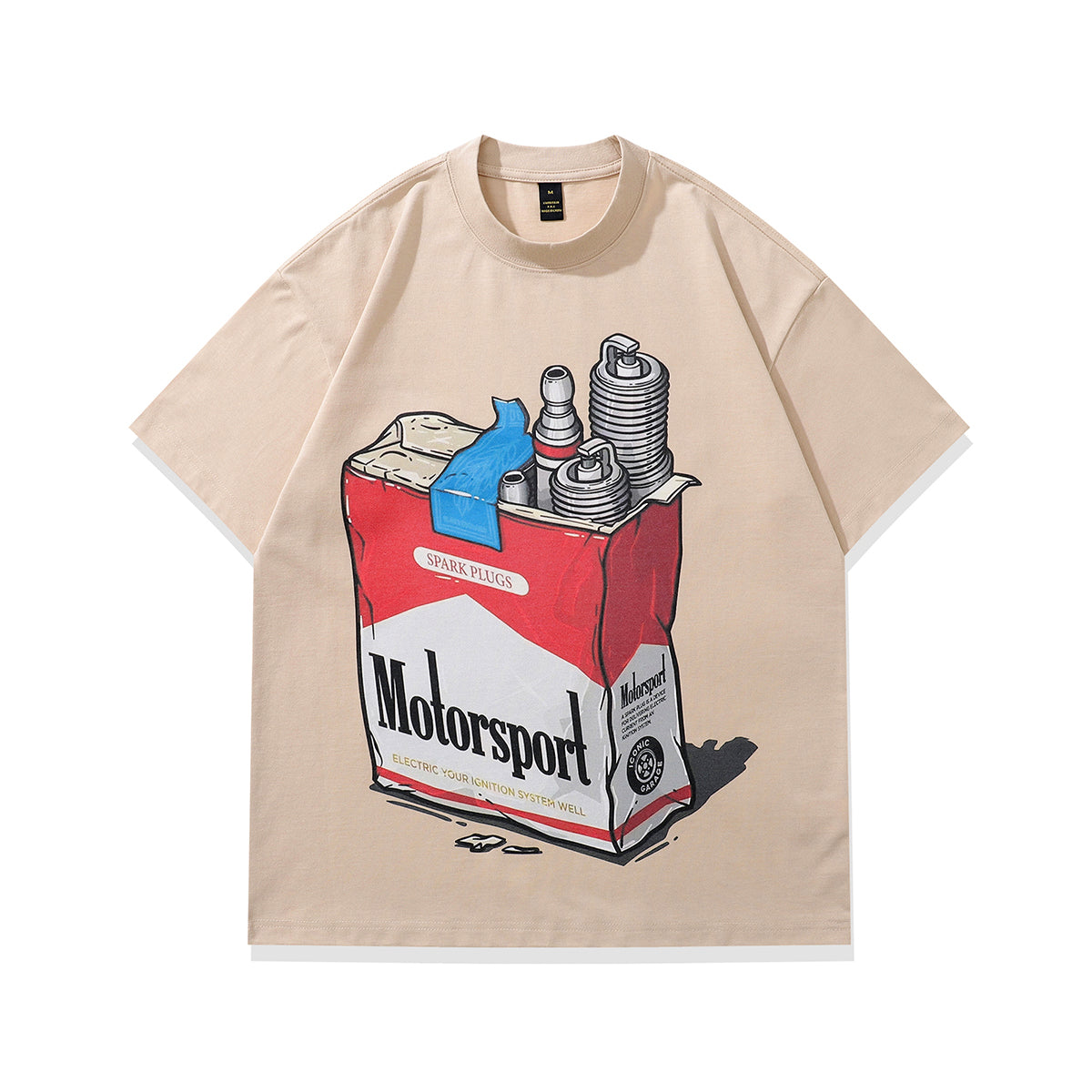 Motorsports t-shirt retro racing tee funny y2k top in grey