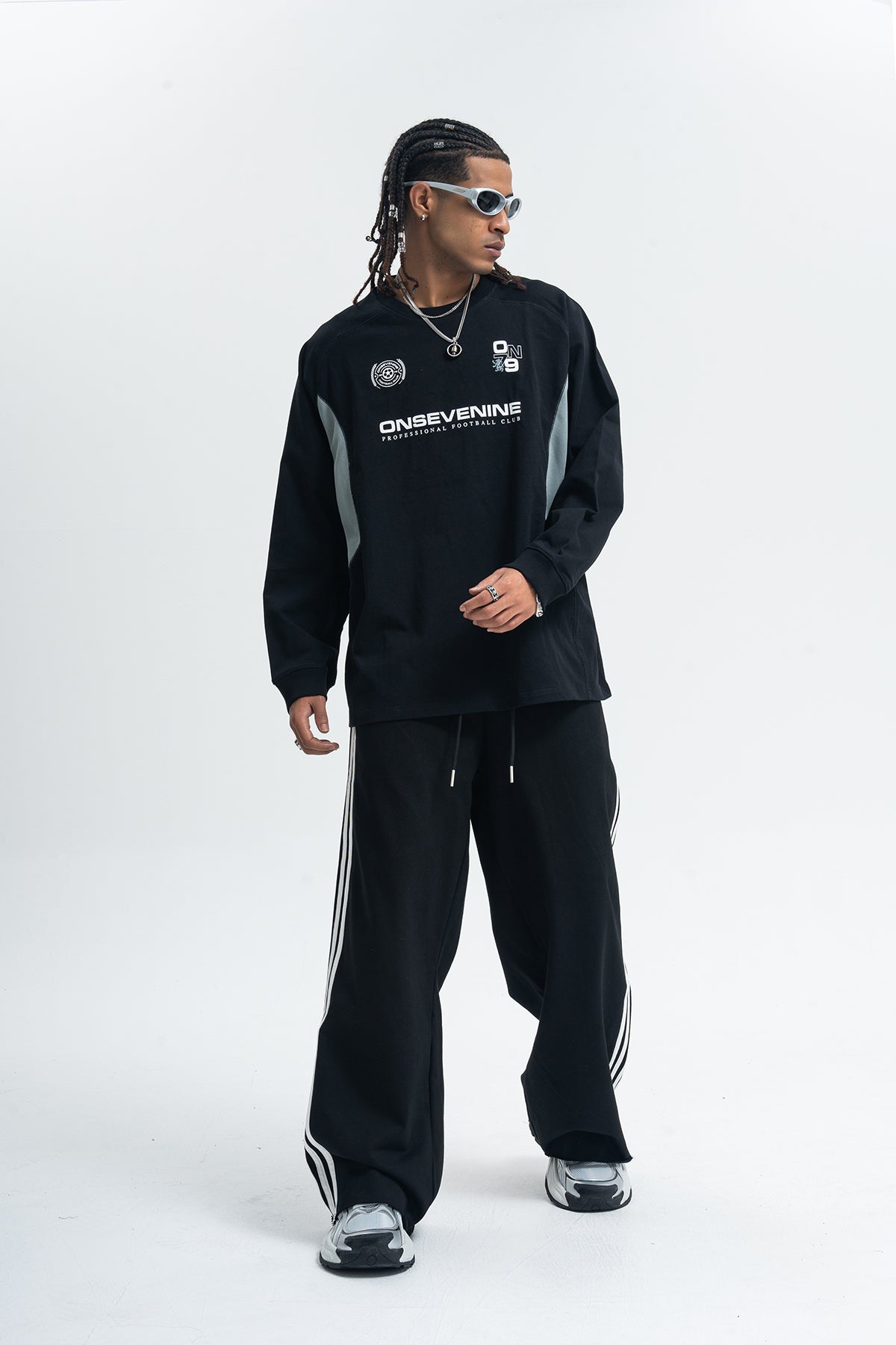 Racing top long sleeve patchwork top motorsports grunge jumper in blue