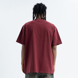 Money slogan t-shirt praying hands top cross print tee in red