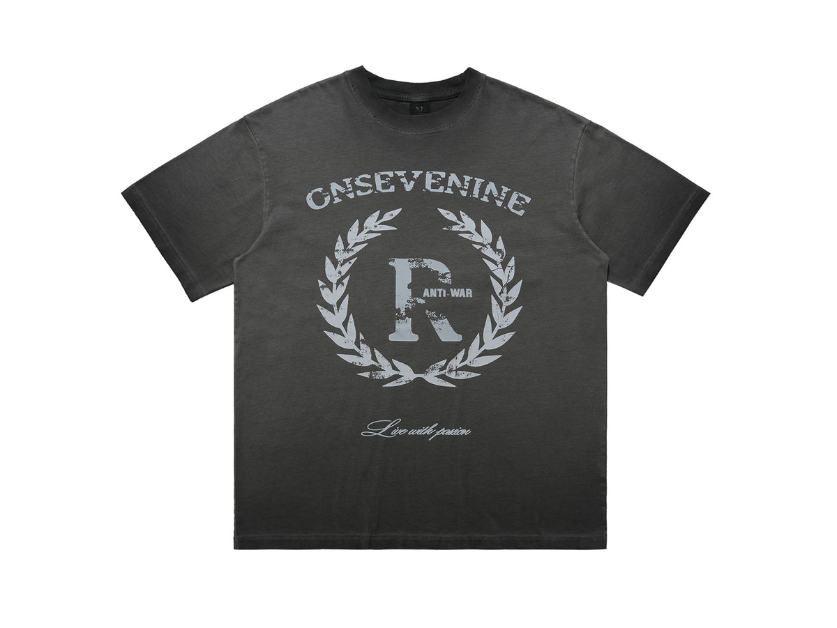 Anti war t-shirt peace slogan top hippie tee in beige