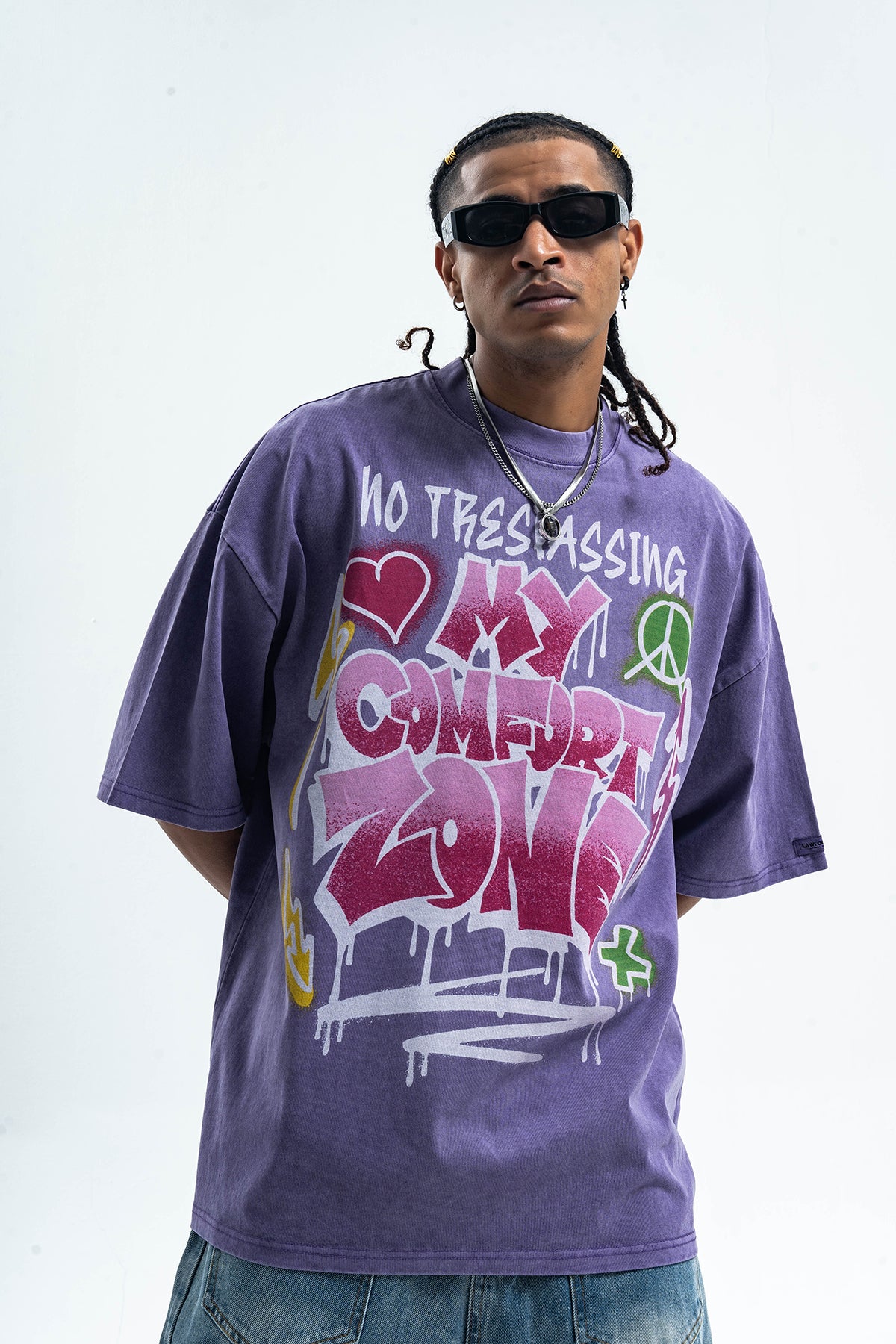 Hippie t-shirt 90s graffiti top motivational slogan tee in  grey