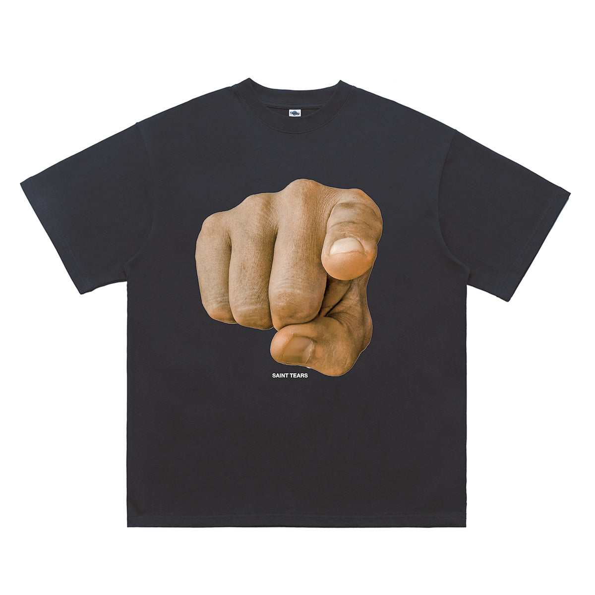 Jesus t-shirt saint slogan top fist print tee in black