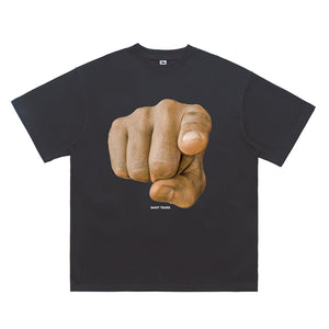 Jesus t-shirt saint slogan top fist print tee in black