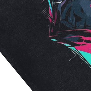 Anime cartoon sleeveless t-shirt Japanese girl poster surfer vest 00s Manga tank top in acid wash black