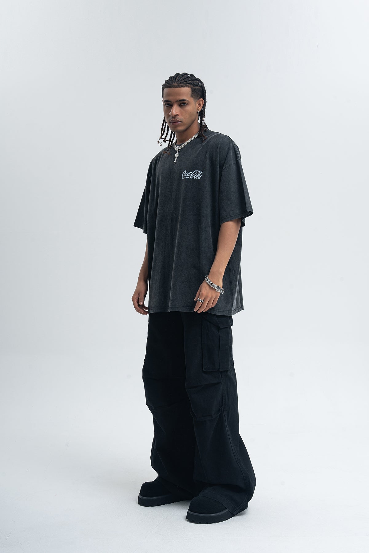 Vintage Coca Cola t-shirt retro cartoon top soft drink tee in black