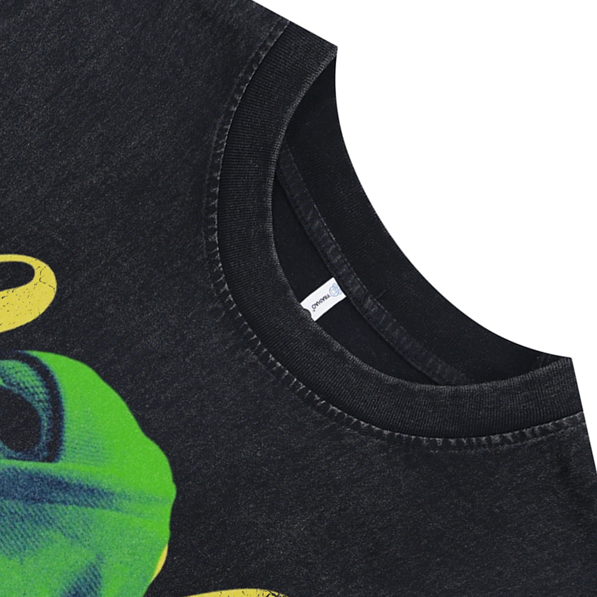 Attitude slogan sleeveless t-shirt balaclava print vest hip-hop gangster tank top in acid wash black