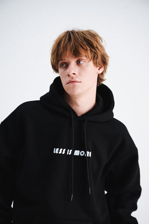 Volcano print hoodie gorpcore flame pullover less is more slogan jumper in black
