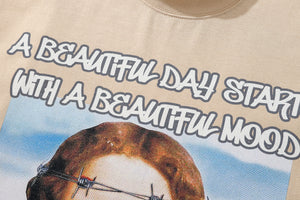 Y2K t-shirt grunge girl tee psychedelic poster top in vintage Cream