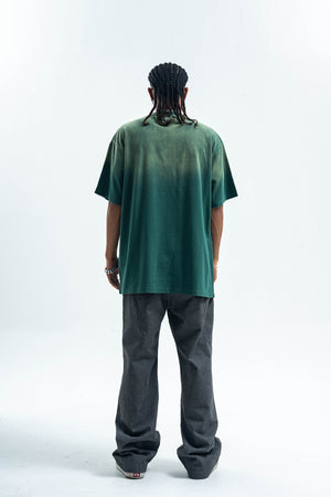 Motivational t-shirt psychedelic top gradient grunge tee in green