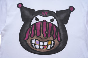 Hip-hop t-shirt rapper cartoon top gangster tee in white