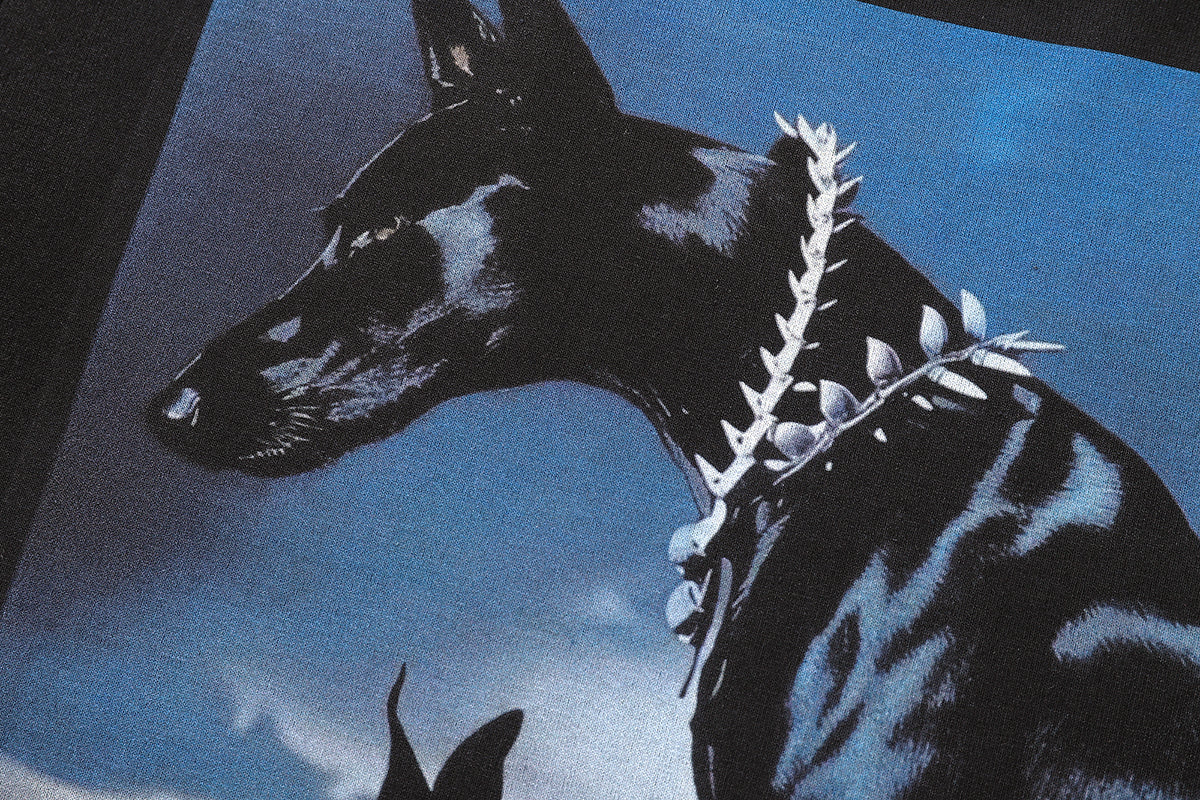 Doberman t-shirt dog print tee pinscher poster top in vintage Grey